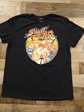 Street Fighter Graphic T-Shirt Men’s Large Black Retro Video Game Tee